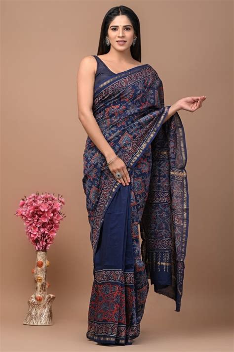 Handblock Print Chanderi Silk Saree 6 3 M With Blouse Piece At Rs