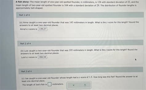 Solved A Fish Story The Mean Length Of One Year Old Spotted