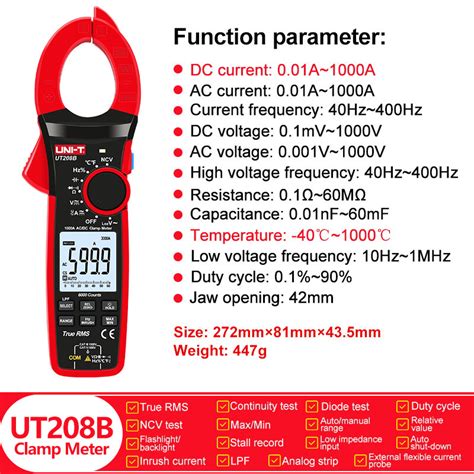 Uni T Ut B Ut B Ut B True Rms Digital Clamp Meter Vfc Electrical