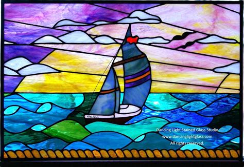 Stained Glass Window Paint Kit Custom Made Stained Glass Ocean Scene By Dancing Light Stained