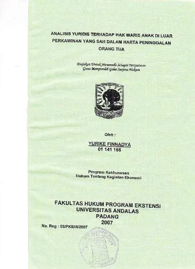 Analisis Yuridis Terhadap Hak Waris Anak Di Luar Perkawinan Yang Sah