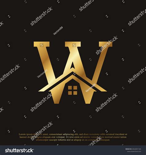 Initial Letter W Home House Golden Stock Vector Royalty Free