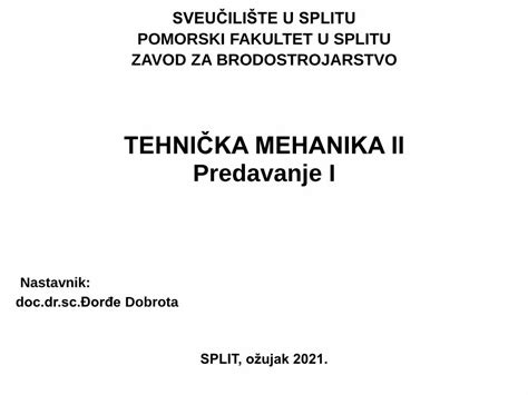 Pdf Tehni Ka Mehanika Ii Predavanje I Dokumen Tips