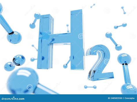 H2 Blue Hydrogen Molecule Symbol On White Background Stock