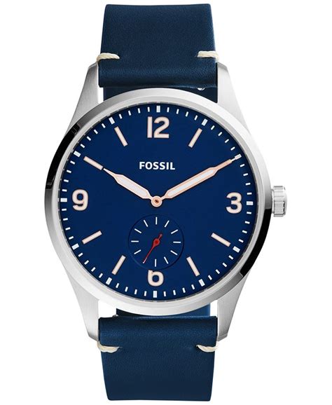 Fossil Mens Vintage 54 Blue Leather Strap Watch 42mm Fs5246 Macys