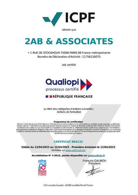 Nous connaître 2AB Associates obtient la certification Qualiopi