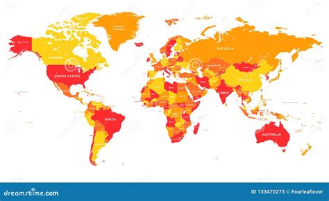 世界的红黄色传染媒介地图 向量例证 插画 包括有 橙色 全球 中国 背包 国家（地区） 地理 133470273