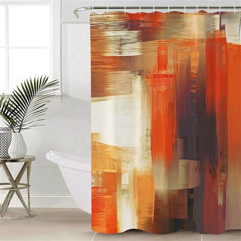 Burnt Orange Shower Curtain Set 60 X 72 Washable