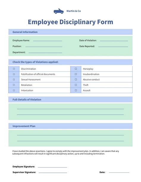 Employee Disciplinary Action Form Template Venngage