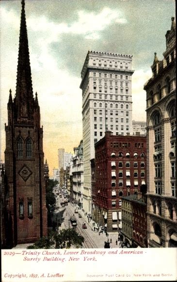 Ansichtskarte Postkarte New York City Usa Trinity Church Lower