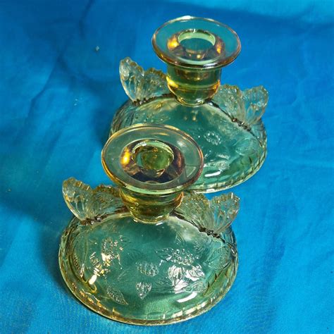 Dressing Table Set By Sowerby In Amber Glass Butterfly Etsy