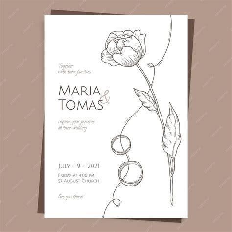 Premium Vector | Drawn minimalist wedding invitation template