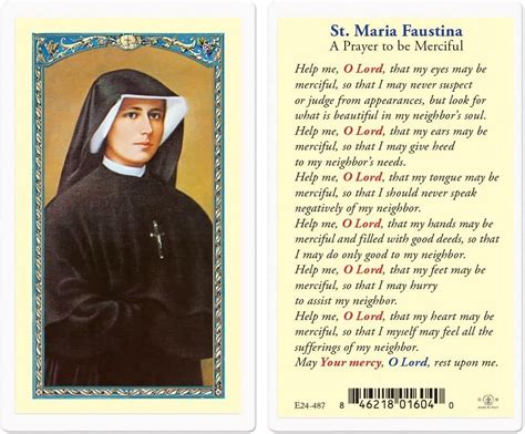 St Maria Faustina A Prayer To Be Merciful Laminated Holy Cards 25 Count Value Pack