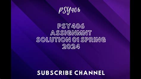 Psy Assignment Solution Spring Psy Assignment Solution