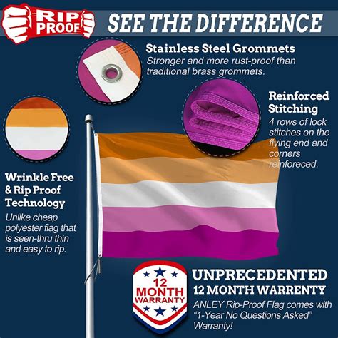 Anley Rip Proof Technology Double Sided 3 Ply Sunset Lesbian Pride Flag