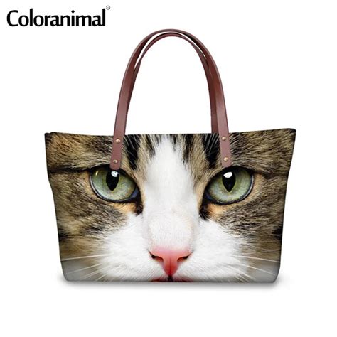 Coloranimal Cute Animal Cat Pattern Women Casual Handbags New Stylish ...