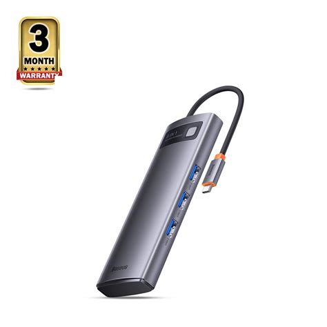 Baseus Metal Gleam Series 8 In 1 Multifunctional Type C Hub Docking Station Gray Wkwg050113