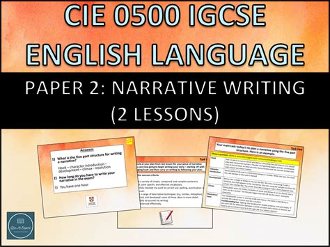 Cambridge Igcse 0500 Paper 2 Narrative Writing 2 Lessons Teaching