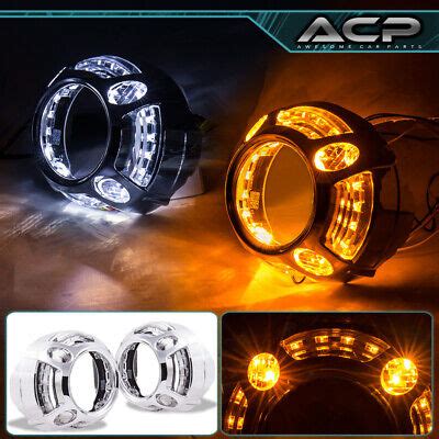 Led Angel Eyes Drl White Amber Universal Headlights Halo Ring Projector