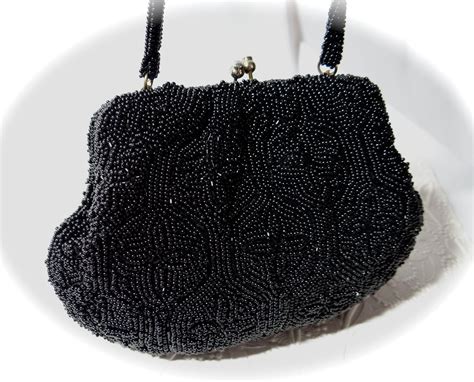 Black Beaded Evening Bag Walborg S Purse Collectible Etsy