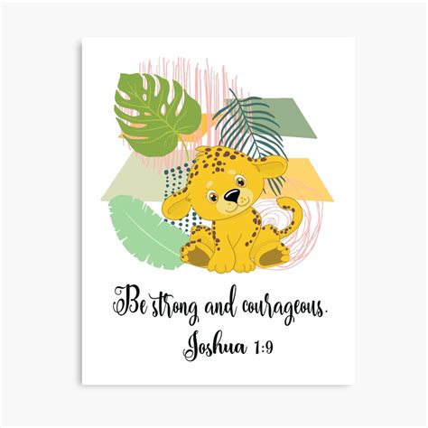 Be Strong And Courageous Joshua Bible Verse Print Wall Art Nursery