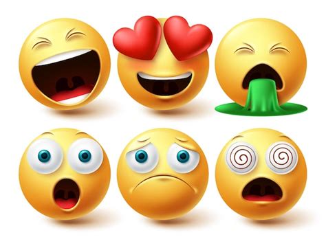 Emoji Gesichter Vektor Set Emojis Gelbe Icon Sammlung Mit Verliebt