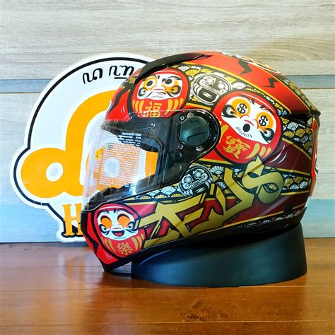 Jual Helm Zeus 811 Matt Black AL35 Red Daruma Helm Full Face Shopee