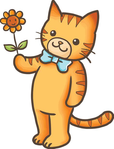 Orange cat vector cartoon clipart anime cute character illustration ...