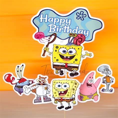 Jual Topper Kue Happy Birthday Spongebob Topper Kue Ulang Tahun