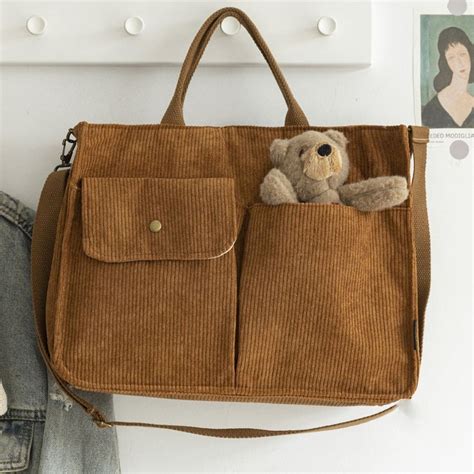 Stylish Corduroy Tote Bag Minimalist Top Handle Bag Multi Etsy