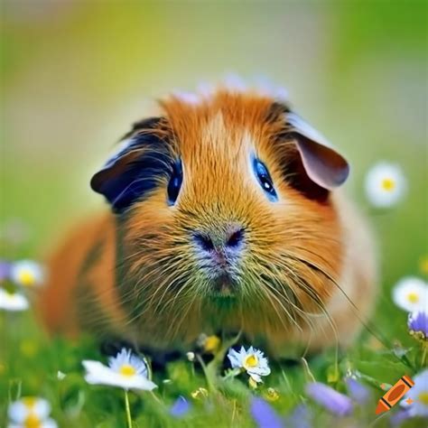 Guinea Pigs In A Meadow Of Flowers