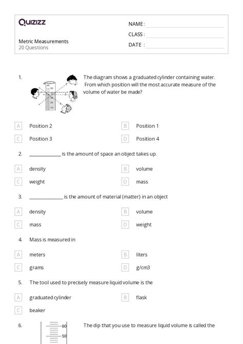 Metric Measurement Worksheets For Th Class On Quizizz Free