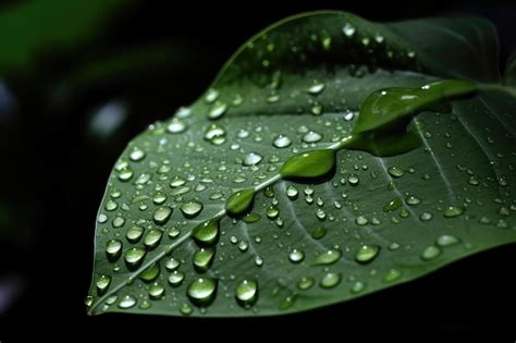 Premium Ai Image Closeup Of Plant Leaf With Water Droplets On The Surface