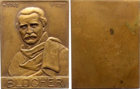 Personenmedaillen Einseitige Bronzeplakette Blücher Gebhard Leberecht