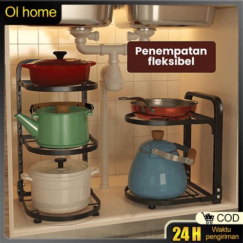 Jual Olhome Rak Panci Susun Multi Fungsi Wastafel Dapur Di Bawah Rak