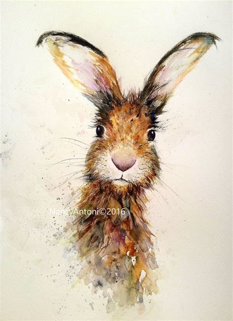 HARE PRINT ORIGINAL WATERCOLOUR BY NANCY ANTONI ART A4 Size Hare