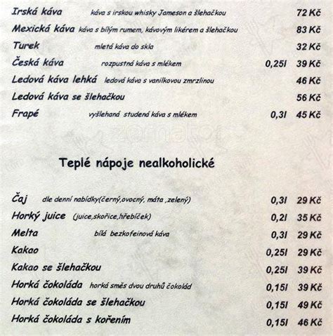 Menu At Zemanova Kav Rna A Cukr Rna Cafe Brno Josefsk