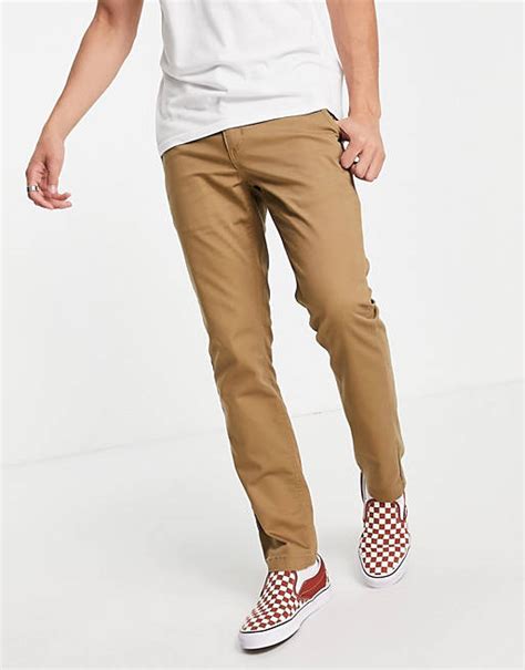 Vans Authentic Slim Fit Chino Pants In Brown Asos