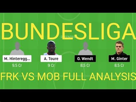 FRK VS MOB DREAM11 PREDICTION BUNDESLIGA FULL ANALYSIS GL SL