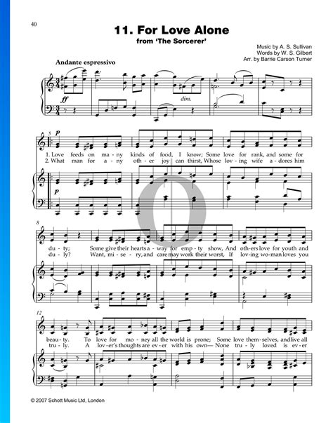 For Love Alone Arthur Sullivan Piano Sheet Music Oktav