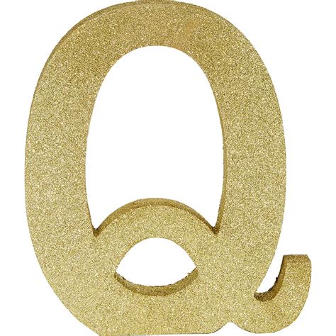 Glitter Gold Letter Q Sign 7 12in X 9in Party City