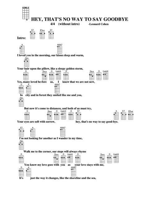 Hey That S No Way To Say Goodbye Leonard Cohen Chord Chart Printable