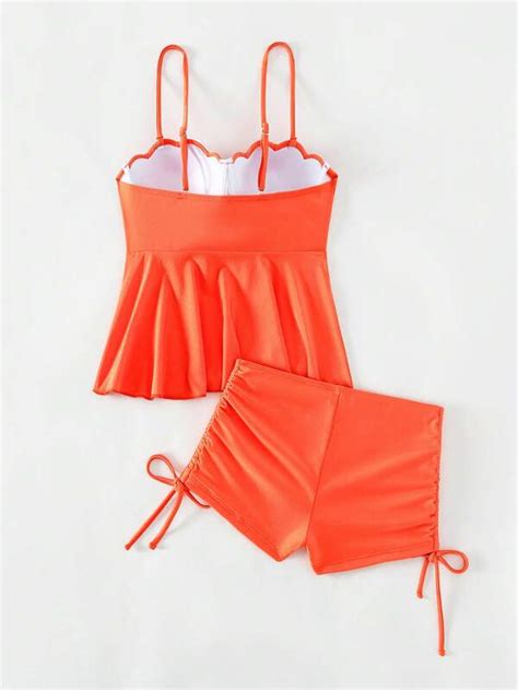 Scallop Trim Push Up Shorts Bikini Swimsuit Shein Usa