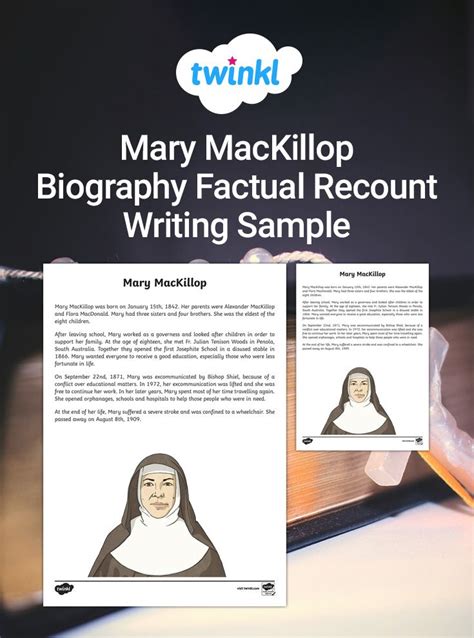 Mary MacKillop Biography Factual Recount Writing Sample | Recount ...