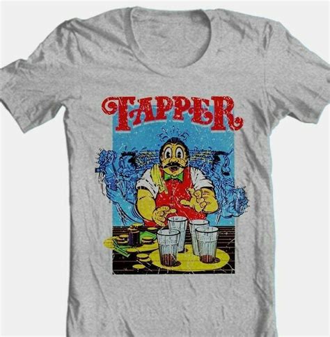 Tapper T Shirt Retro 80s Arcade Game Video Game Cotton Blend Graphic Grey Tee T Shirts