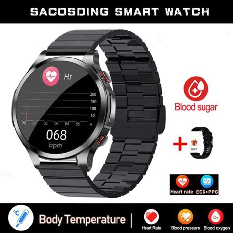 Montre connectée pour hommes moniteur de glycémie ECG moniteur de