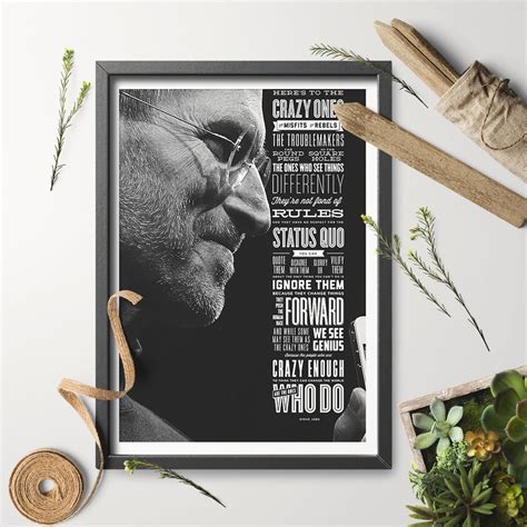 Steve Jobs Art Print Wall Art Here Is To The Crazy Ones Quote Think