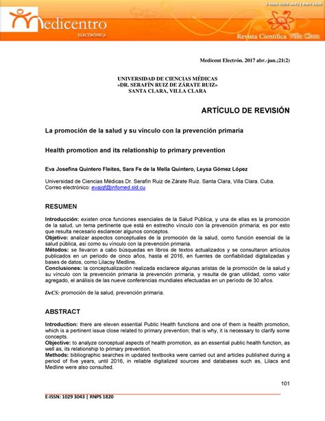 La Promoci N De La Salud Y Su V Nculo Con La Prevenci N Primaria