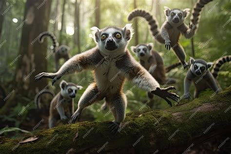 Premium Ai Image Beautiful Funny Lemurs Illustration Generative Ai