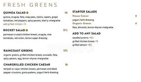 Menu at Cactus Club Cafe, Surrey, 32 Avenue